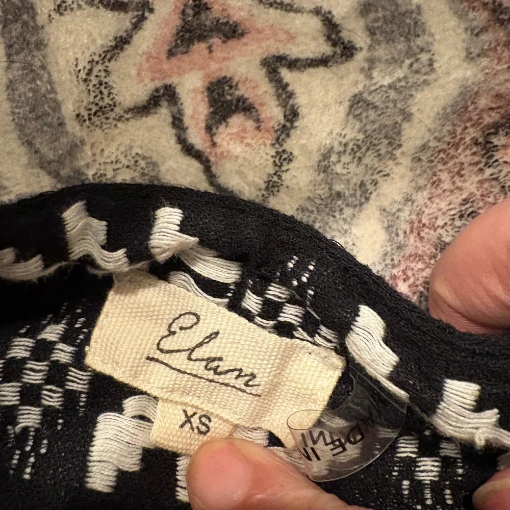 Elan Embroidered Black and White Mini Dress or Cover up, Sz XS - Picture 4 of 6